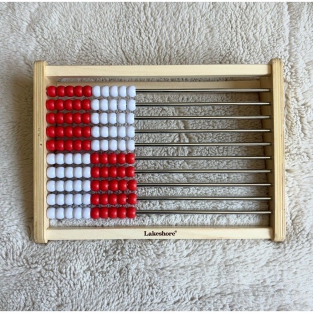 Lakeshore Learning Abacus Kids Homeschool Wood Red White Math Toy